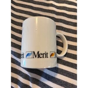 Vintage Merit Cigarettes Coffee Mug White Ceramic Retro Tobacco Advertising Logo